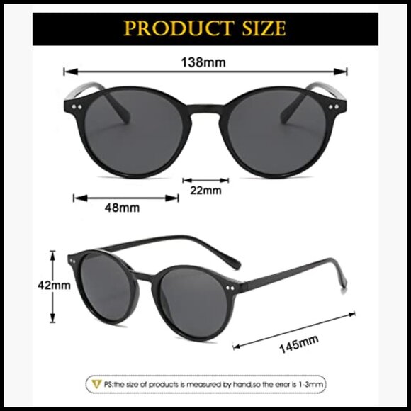 Classic Polarized Round Sunglasses Lightweight Circle Frame - Picture 6 of 7